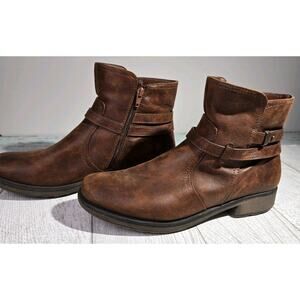 Wearever Womens Brown Vegan SASHER Side Zip Ankle Bootie Sz 11M Gorpcore Boho